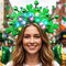 Light Up St Patricks Day Headband LED Shamrock Headpiece Green Ball Hair Band Parade Costume Headwear Irish Day Hair Accessories for Women and Girls